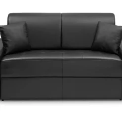 Canapé 2 Places Convertible Express En Simili EMIR - Noir - Couchage 120 Cm - Matelas 22 Cm