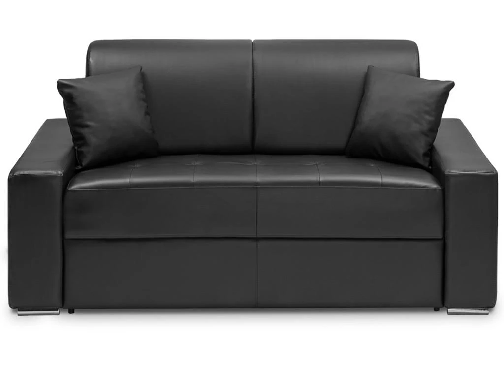 Canapé 2 Places Convertible Express En Simili EMIR - Noir - Couchage 120 Cm - Matelas 22 Cm 1 Canapé 2 Places Convertible Express En Simili EMIR - Noir - Couchage 120 Cm - Matelas 22 Cm