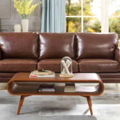 Canapé 3 Places En Cuir Vieilli CASSANDRA - Marron