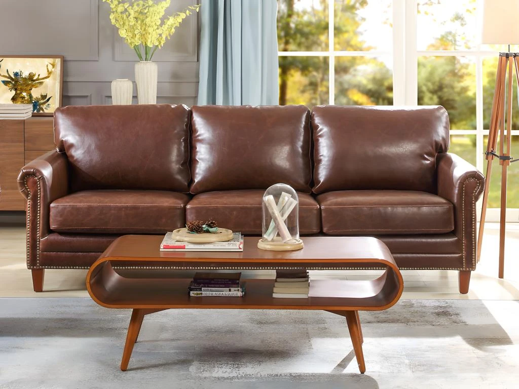 Canapé 3 Places En Cuir Vieilli CASSANDRA - Marron 1 Canapé 3 Places En Cuir Vieilli CASSANDRA - Marron