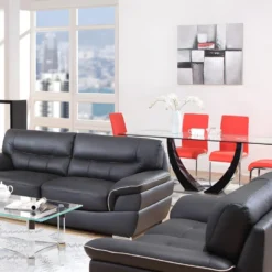 Canapé 2 Places En Cuir THIBAULT - Noir 15 Canapé 2 Places En Cuir THIBAULT - Noir -Promos Chesteris Boutique canape 292575 1