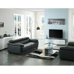 Canapé 2 Places En Cuir MACELO - Noir -Promos Chesteris Boutique canape 292967 1