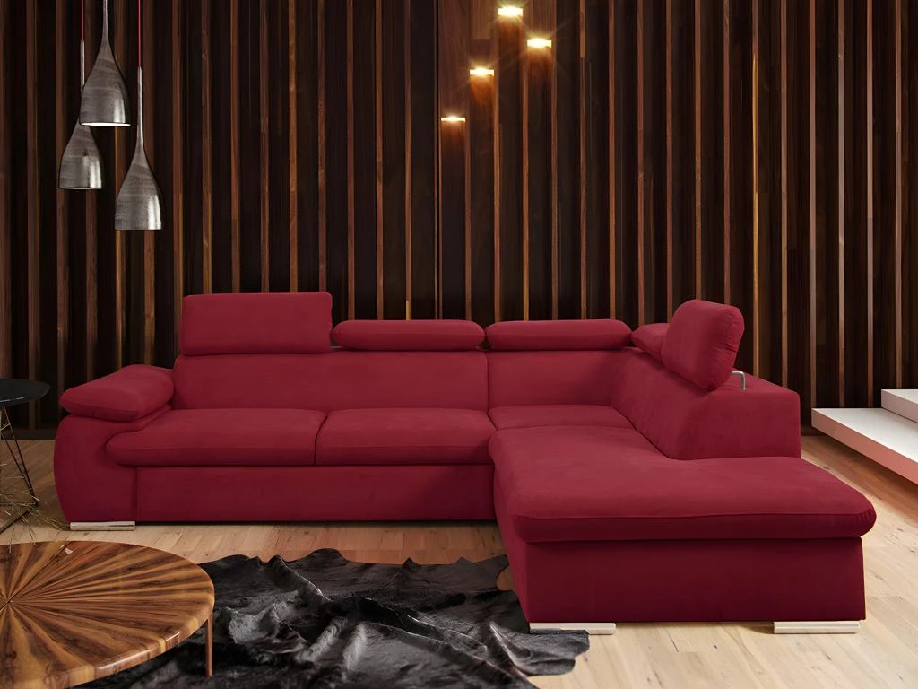 Canapé D'angle Convertible En Tissu Avec Coffre De Rangement FABIEN - Rouge - Angle Droit 1 Canapé D'angle Convertible En Tissu Avec Coffre De Rangement FABIEN - Rouge - Angle Droit