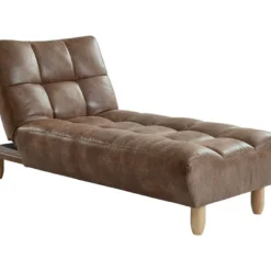 Méridienne Clic Clac En Microfibre Vieillie ESTEBAN - Marron Vintage