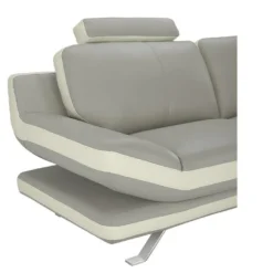 Canapé 3 Places En Cuir LATIKA - Bicolore Beige Et Ivoire -Promos Chesteris Boutique canape 308229