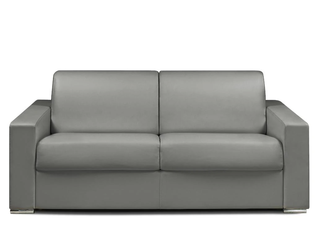 Canapé 3 Places Convertible Express En Simili CALITO - Gris - Couchage Lattes Larges 140 Cm - Matelas 14 Cm 2 Canapé 3 Places Convertible Express En Simili CALITO - Gris - Couchage Lattes Larges 140 Cm - Matelas 14 Cm – Image 2