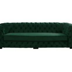 Canapé 3 Places Chesterfield STANLEY - Velours Vert Sapin -Promos Chesteris Boutique canape 315059