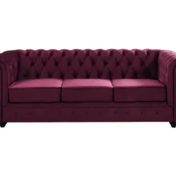 Canapé 3 Places CHESTERFIELD - Velours Pourpre -Promos Chesteris Boutique canape 315657