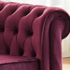 Canapé 3 Places CHESTERFIELD - Velours Pourpre -Promos Chesteris Boutique canape 315661