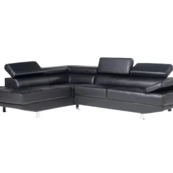 Canapé D'angle En Cuir DUNCAN - Noir - Angle Gauche -Promos Chesteris Boutique canape 3157367