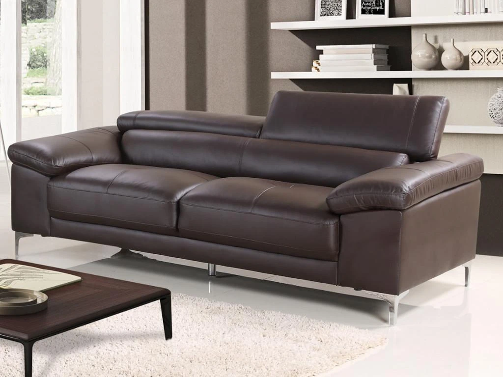 Canapé 3 Places En Cuir SOLANGE - Marron 1 Canapé 3 Places En Cuir SOLANGE - Marron