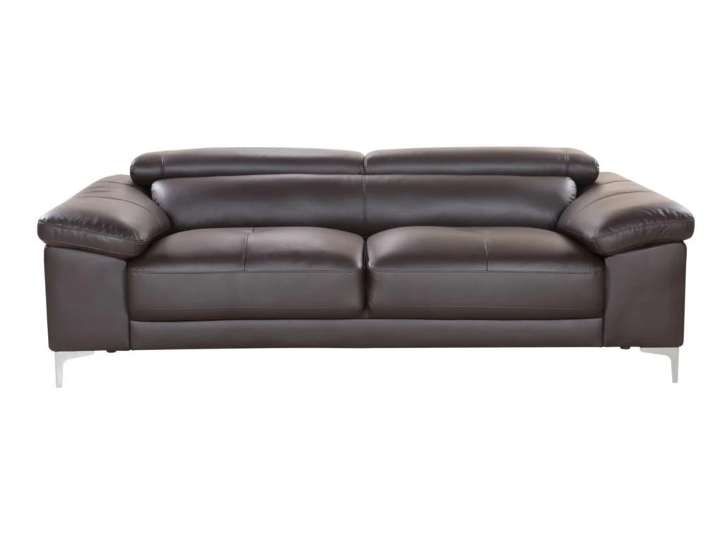 Canapé 3 Places En Cuir SOLANGE - Marron 2 Canapé 3 Places En Cuir SOLANGE - Marron – Image 2