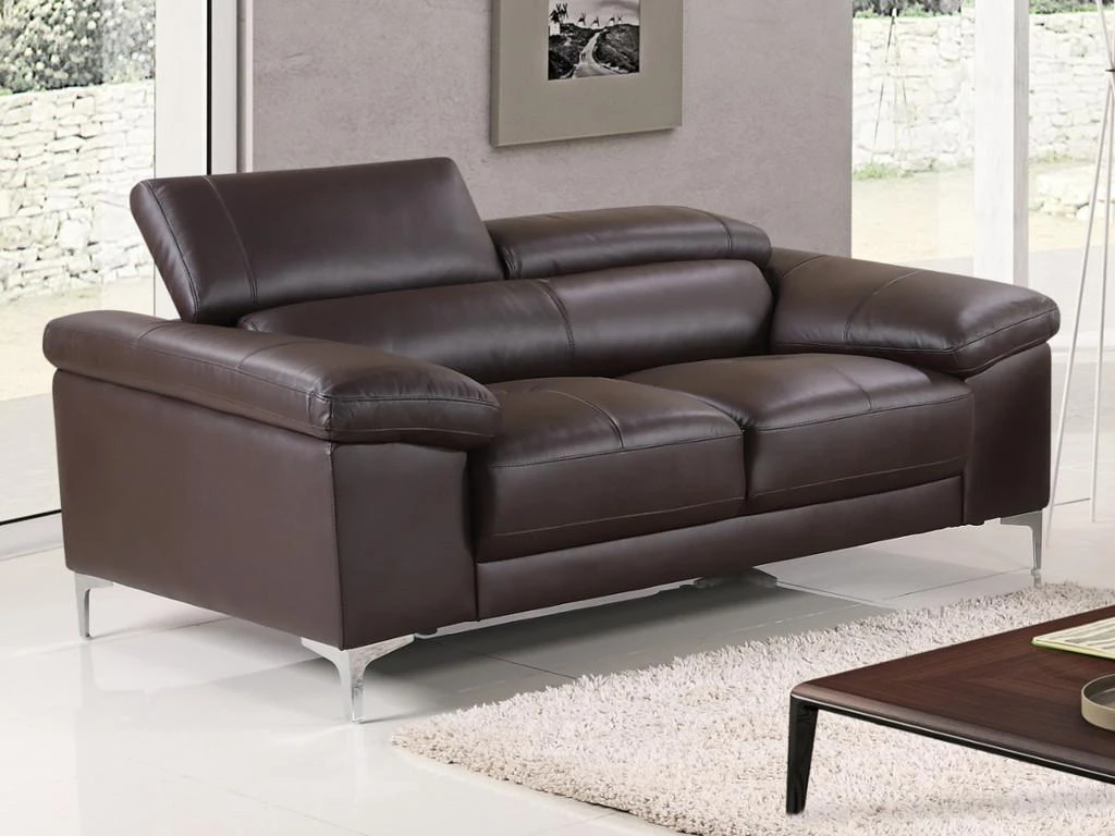 Canapé 2 Places En Cuir SOLANGE - Marron 1 Canapé 2 Places En Cuir SOLANGE - Marron