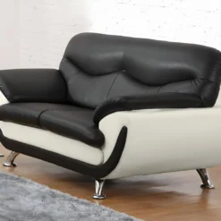 Canapé 2 Places En Simili INDICE - Bicolore Noir Et Ivoire -Promos Chesteris Boutique canape 322191