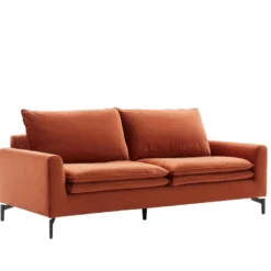 Canapé 3 Places En Velours Terracotta ISENA -Promos Chesteris Boutique canape 3247525