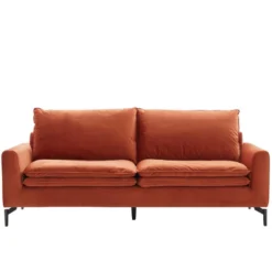 Canapé 3 Places En Velours Terracotta ISENA -Promos Chesteris Boutique canape 3247555