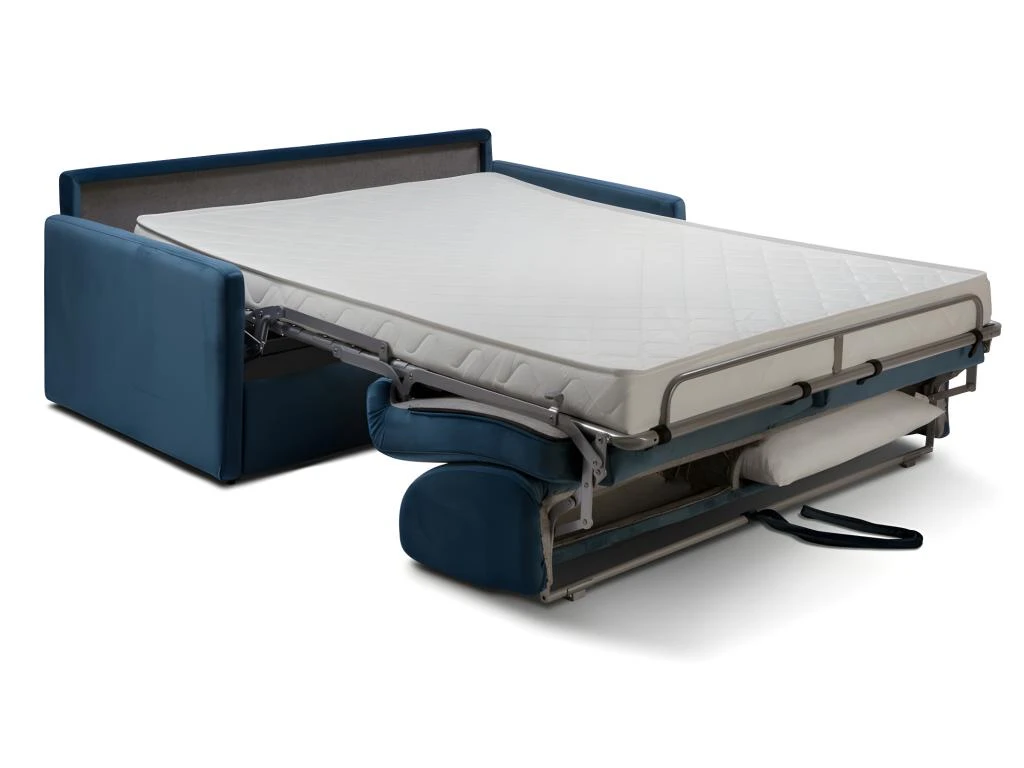 Canapé 3 Places Convertible Express En Velours CALIFE - Vert Menthe - Couchage à Lattes Larges 140 Cm - Matelas 18 Cm 3 Canapé 3 Places Convertible Express En Velours CALIFE - Vert Menthe - Couchage à Lattes Larges 140 Cm - Matelas 18 Cm – Image 3