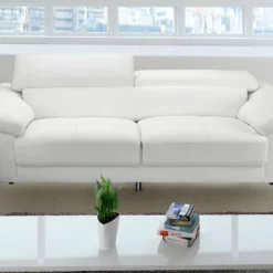 Canapé 2 Places En Cuir SOLANGE - Blanc 5 Canapé 2 Places En Cuir SOLANGE - Blanc -Promos Chesteris Boutique canape 326367