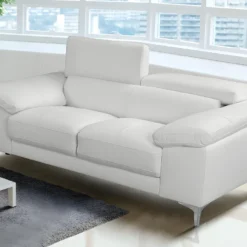 Canapé 2 Places En Cuir SOLANGE - Blanc