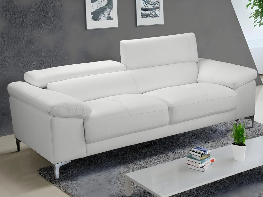 Canapé 3 Places En Cuir SOLANGE - Blanc 1 Canapé 3 Places En Cuir SOLANGE - Blanc