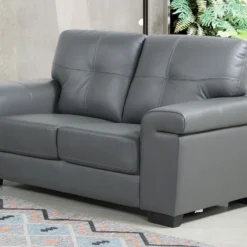 Canapé 2 Places En Cuir HAZEL - Gris