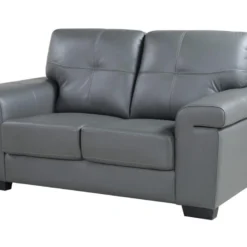 Canapé 2 Places En Cuir HAZEL - Gris -Promos Chesteris Boutique canape 328555