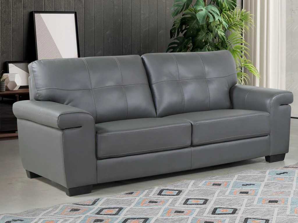 Canapé 3 Places En Cuir HAZEL - Gris 1 Canapé 3 Places En Cuir HAZEL - Gris