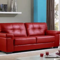 Canapé 3 Places En Cuir HAZEL - Rouge