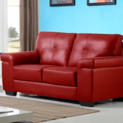 Canapé 2 Places En Cuir HAZEL - Rouge