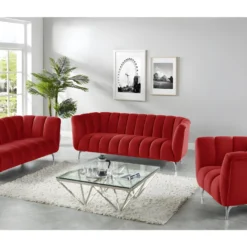 Canapé 3 Places PEGOUM En Velours - Rouge -Promos Chesteris Boutique canape 341307