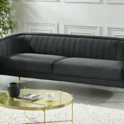 Canapé 3 Places TURPI En Velours - Anthracite