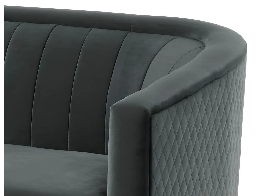 Canapé 3 Places TURPI En Velours - Anthracite 4 Canapé 3 Places TURPI En Velours - Anthracite – Image 4