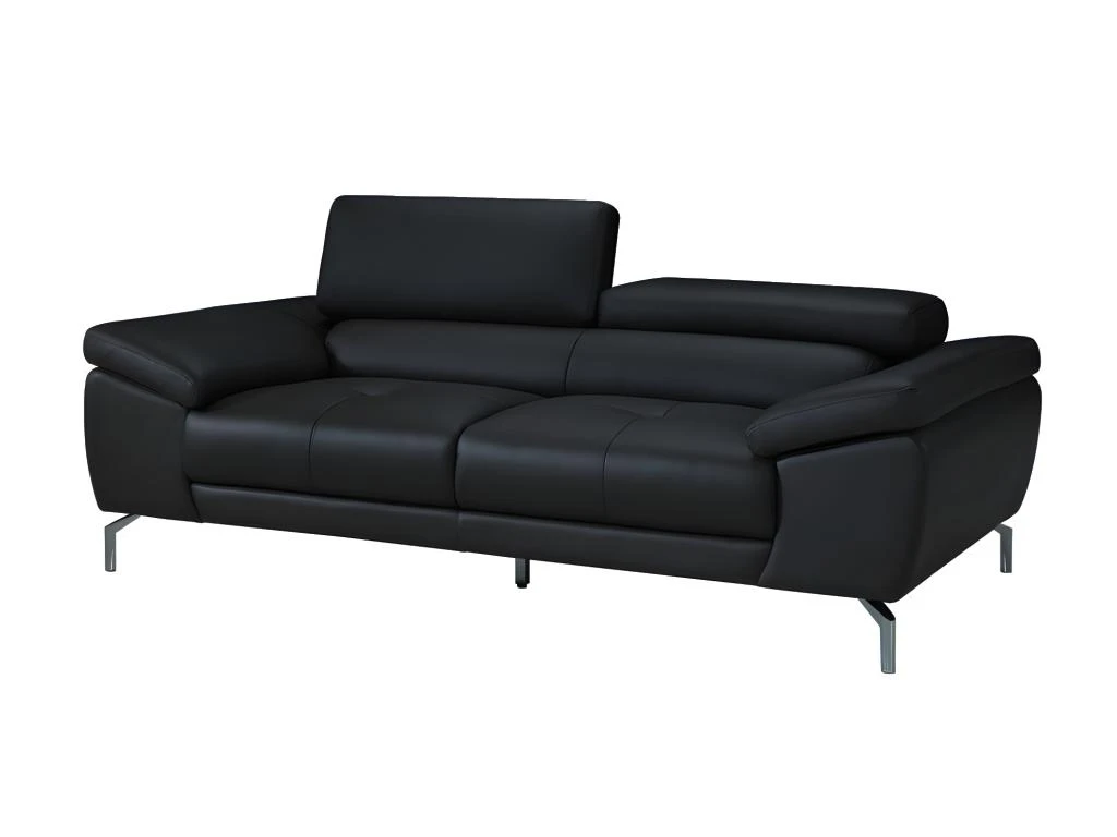 Canapé 3 Places En Cuir De Buffle GRETEL - Noir 3 Canapé 3 Places En Cuir De Buffle GRETEL - Noir – Image 3
