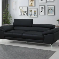 Canapé 3 Places En Cuir De Buffle GRETEL - Noir