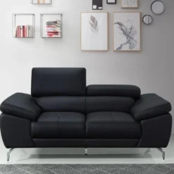 Canapé 2 Places En Cuir De Buffle GRETEL - Noir 6 Canapé 2 Places En Cuir De Buffle GRETEL - Noir -Promos Chesteris Boutique canape 365333