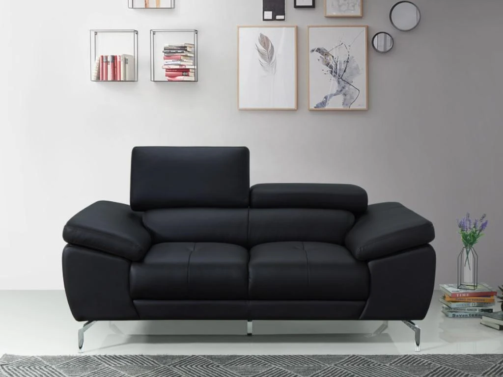 Canapé 2 Places En Cuir De Buffle GRETEL - Noir 3 Canapé 2 Places En Cuir De Buffle GRETEL - Noir – Image 3