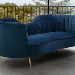 Canapé 3 Places En Velours ADELE - Bleu Nuit De Pascal Morabito