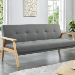 Canapé 3 Places Convertible Clic-clac En Tissu LALY - Gris -Promos Chesteris Boutique canape 377473