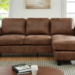 Canapé D'angle Réversible ETHAN En Microfibre Effet Cuir Vieilli -Promos Chesteris Boutique canape 378119