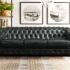 Canapé Chesterfield 4 Places BRENTON 100% Cuir De Buffle - Vert Empire