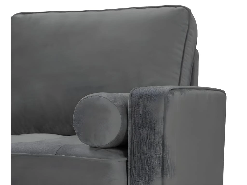Canapé 2 Places En Velours FLEUET - Gris 5 Canapé 2 Places En Velours FLEUET - Gris – Image 5