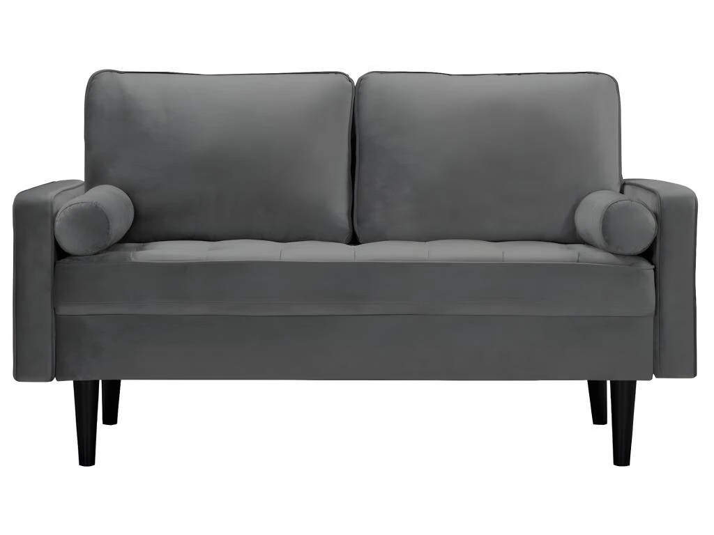 Canapé 2 Places En Velours FLEUET - Gris 4 Canapé 2 Places En Velours FLEUET - Gris – Image 4