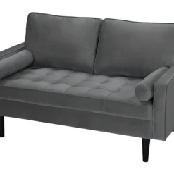 Canapé 2 Places En Velours FLEUET - Gris 7 Canapé 2 Places En Velours FLEUET - Gris -Promos Chesteris Boutique canape 383041