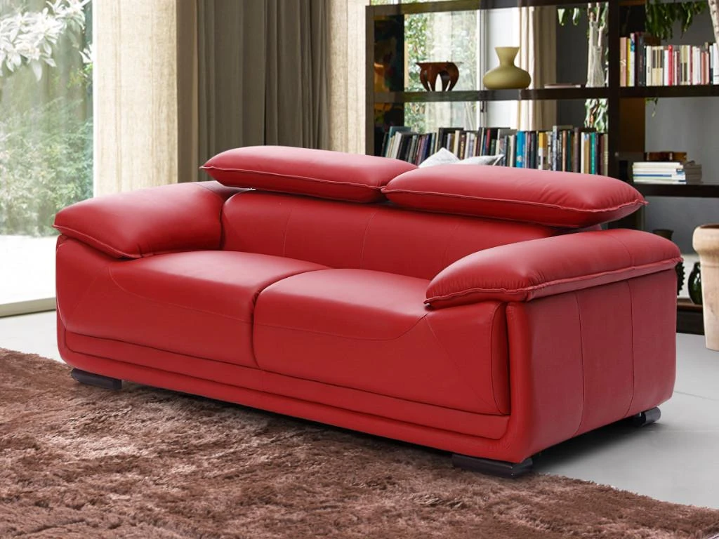 Canapé 2 Places En Cuir MACELO - Rouge 2 Canapé 2 Places En Cuir MACELO - Rouge – Image 2