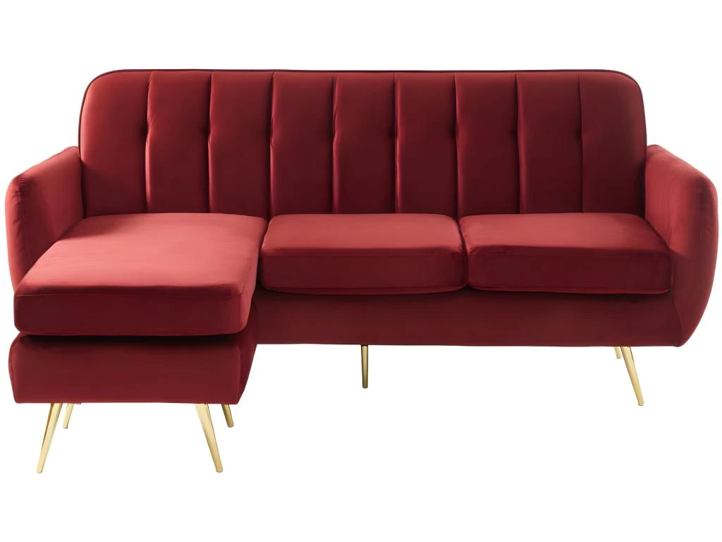Canapé D'angle Réversible Et Modulable En Velours BLAYNE - Bordeaux 3 Canapé D'angle Réversible Et Modulable En Velours BLAYNE - Bordeaux – Image 3