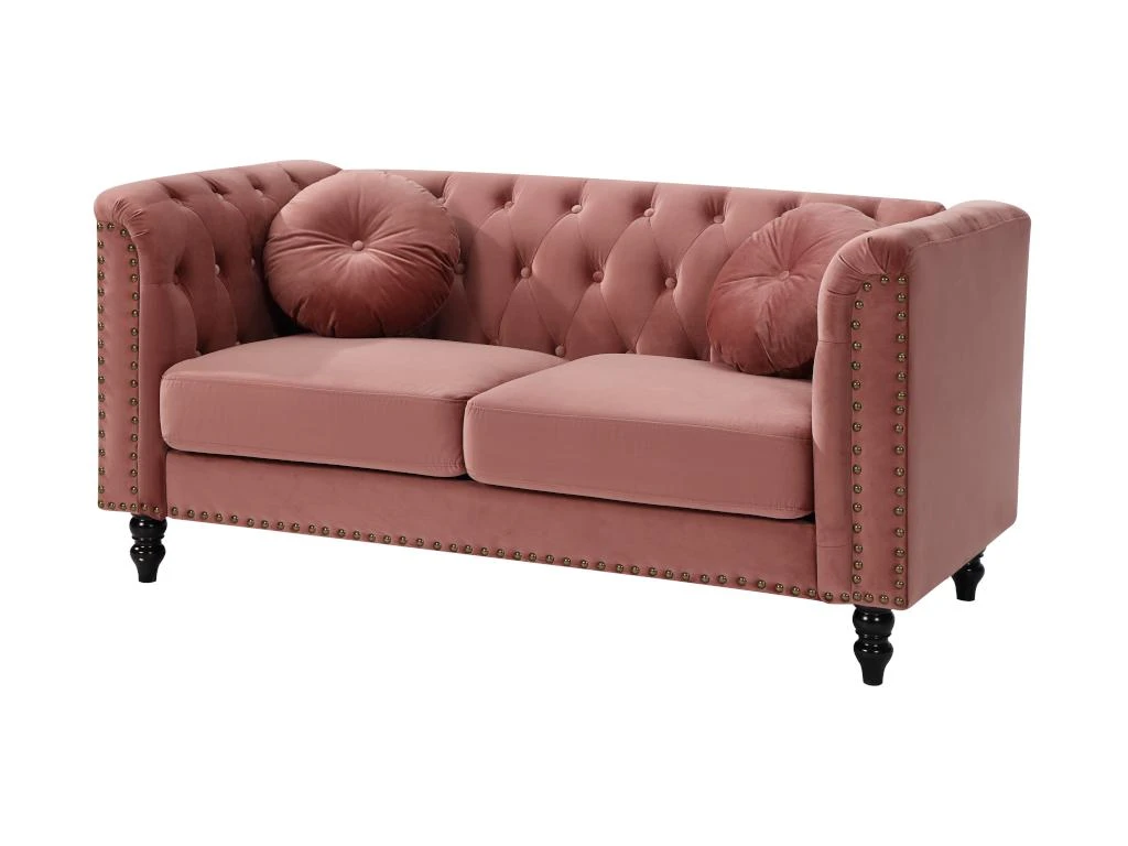 Canapé 2 Places En Velours TURNER - Vieux Rose 4 Canapé 2 Places En Velours TURNER - Vieux Rose – Image 4