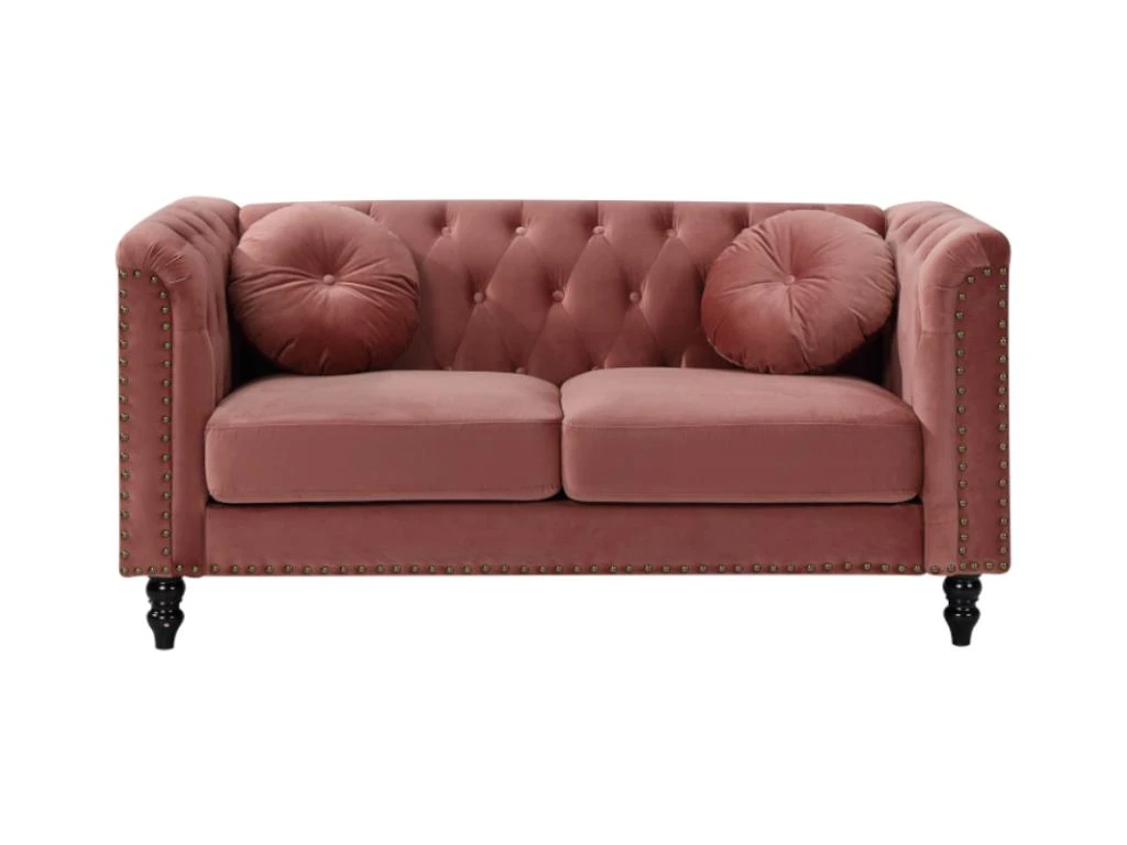 Canapé 2 Places En Velours TURNER - Vieux Rose 3 Canapé 2 Places En Velours TURNER - Vieux Rose – Image 3