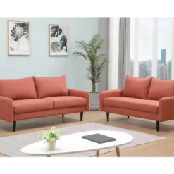 Canapé 2 Places En Tissu HALIA - Terracotta