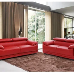 Canapé 2 Places En Cuir MACELO - Rouge