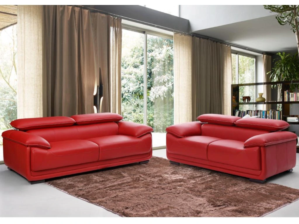 Canapé 2 Places En Cuir MACELO - Rouge 1 Canapé 2 Places En Cuir MACELO - Rouge